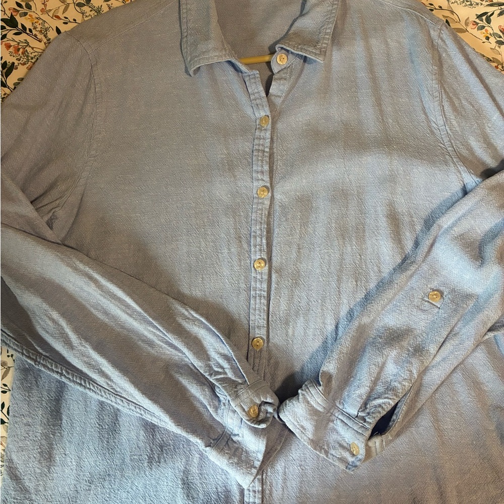 Orvis Light Blue Linen Blend Button-Up Women’s Shirt Size Large Lightweight - Picture 3 of 10